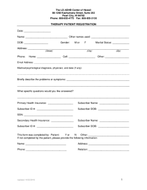 Fillable Online The LD-ADHD Center of Hawaii, LLC Fax ...