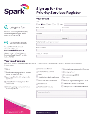 Sign up for the Priority Services Register