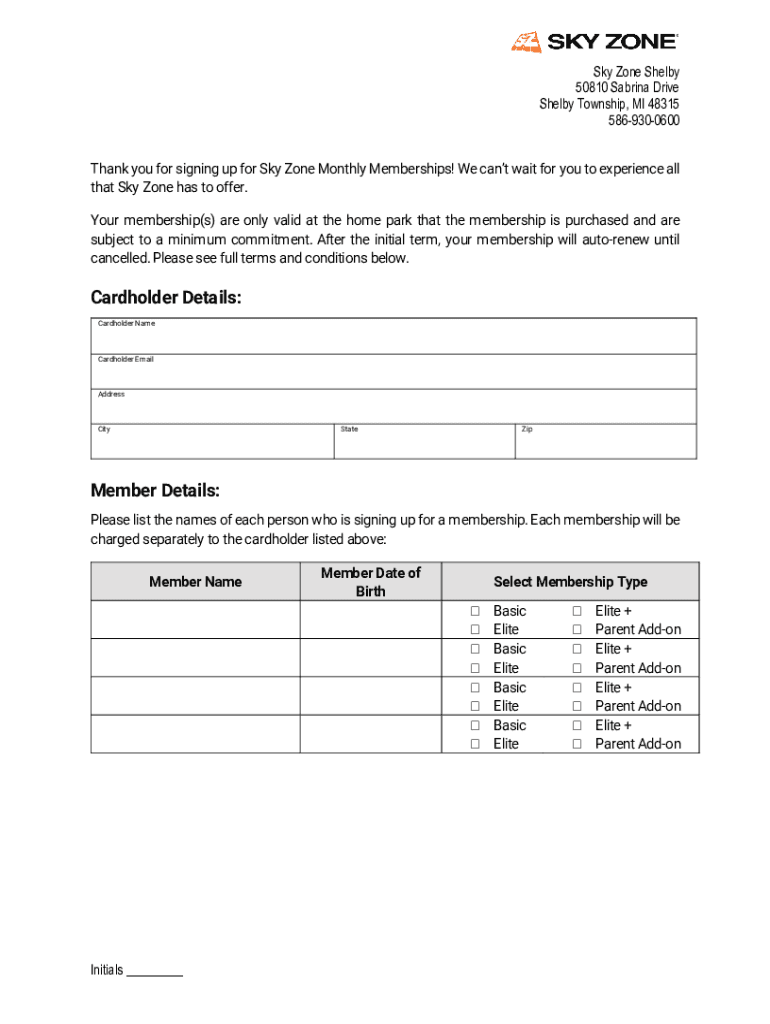 Fillable Online Sky Zone Waiver Fill Out and Sign Printable PDF
