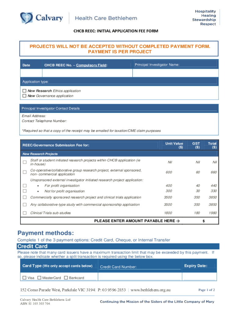 Fillable Online H REE INITIAL APPLI ATION FEE FORM Fax Email Print