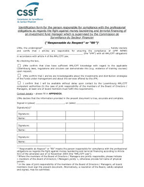 Fillable Online Identification form of the responsible for compliance ...