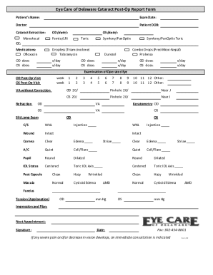 Fillable Online Cataract Post-Op Report Form 2020 - eyecareofdelaware ...