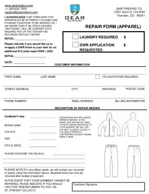 Fillable Online GRS - Repair Form Fax Email Print - pdfFiller