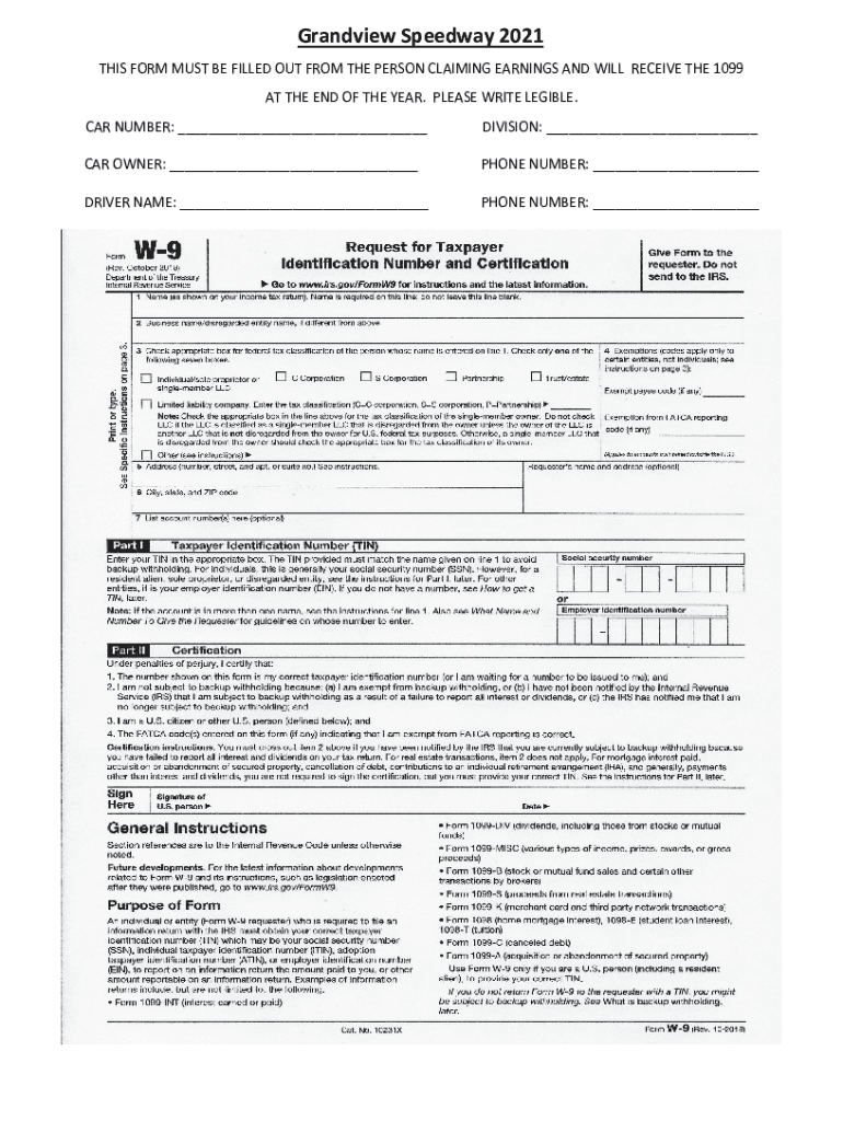 Fillable Online Grandview Speedway Rules & Forms Fax Email Print