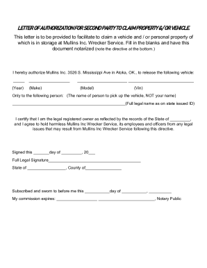 Vehicle Release Form