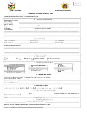 Namibia Clearing and Forwarding Instruction Form
