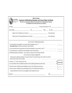Fillable Online Form WH-4 State of Indiana SF 48845 Employee's ...