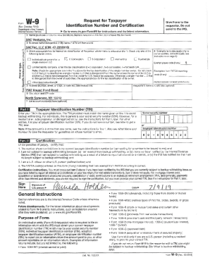 Fillable Online Form W9 - Request for Taxpayer Identification Number ...