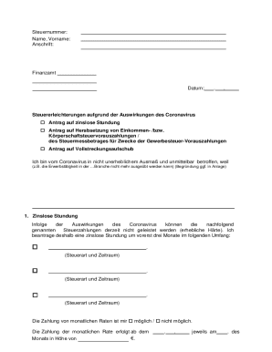 German Tax Relief Application for COVID-19