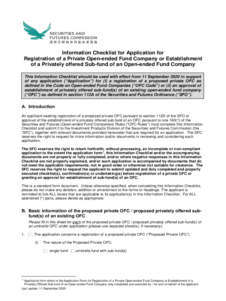 Fillable Online Information Checklist for Application for Registration ...