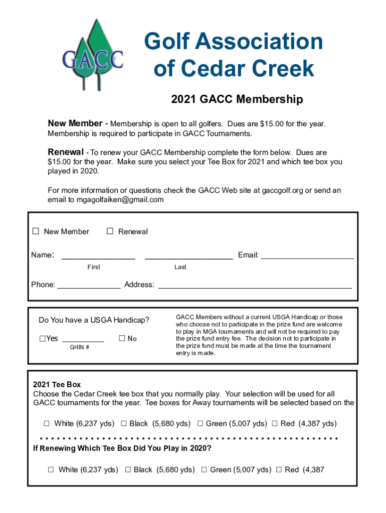 Fillable Online Membership Rates The Official Site of Cedar Creek