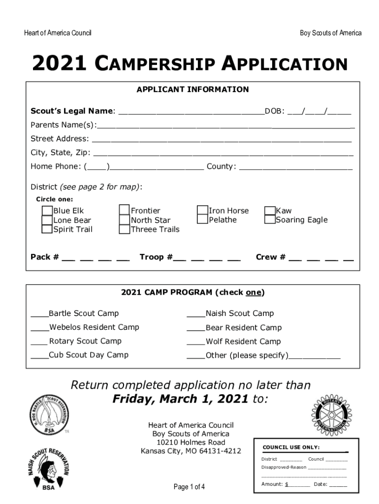 campership application Preview on Page 1