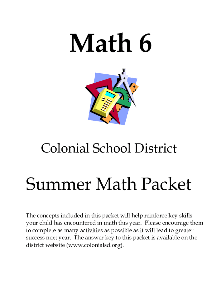Fillable Online Sixth Grade Summer Math PacketGrade 6 MathematicsGrade ...