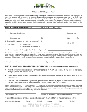 North Penn Community Health Foundation Matching Gift program allows its board members; volunteers and employees to