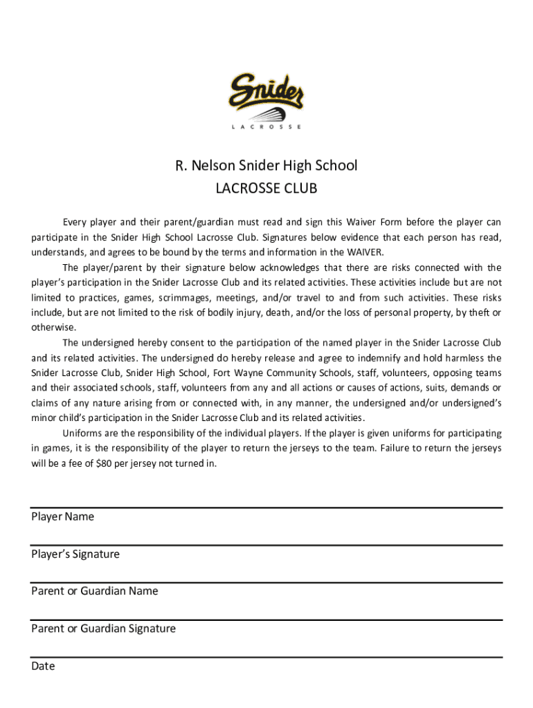 Fillable Online Lax waiver form Fax Email Print pdfFiller
