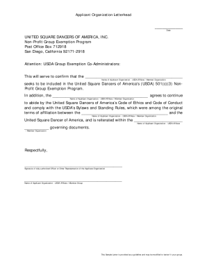 Fillable Online USDA IRS 501(c)(3) Non-Profit Group Exemption Letter of ...
