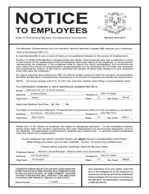 Connecticut Workers’ Compensation Notice to Employees