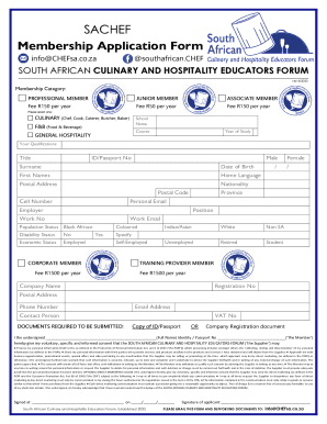 Membership Application Form - South African Culinary and ...