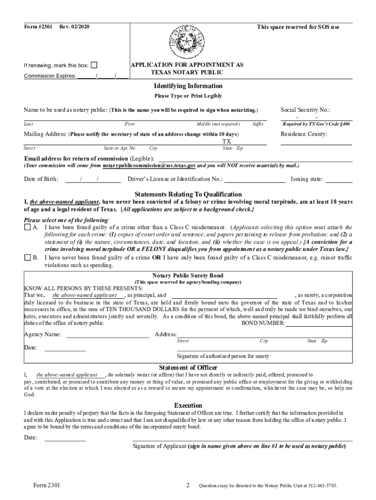 2020-2025 tx form 2301 fill online, printable, fillable, blank