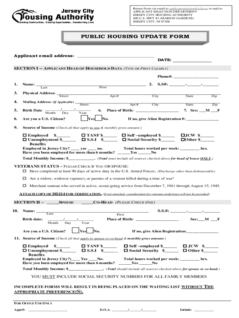 Fillable Online ApplicantsJersey City Housing AuthorityApplicantsJersey