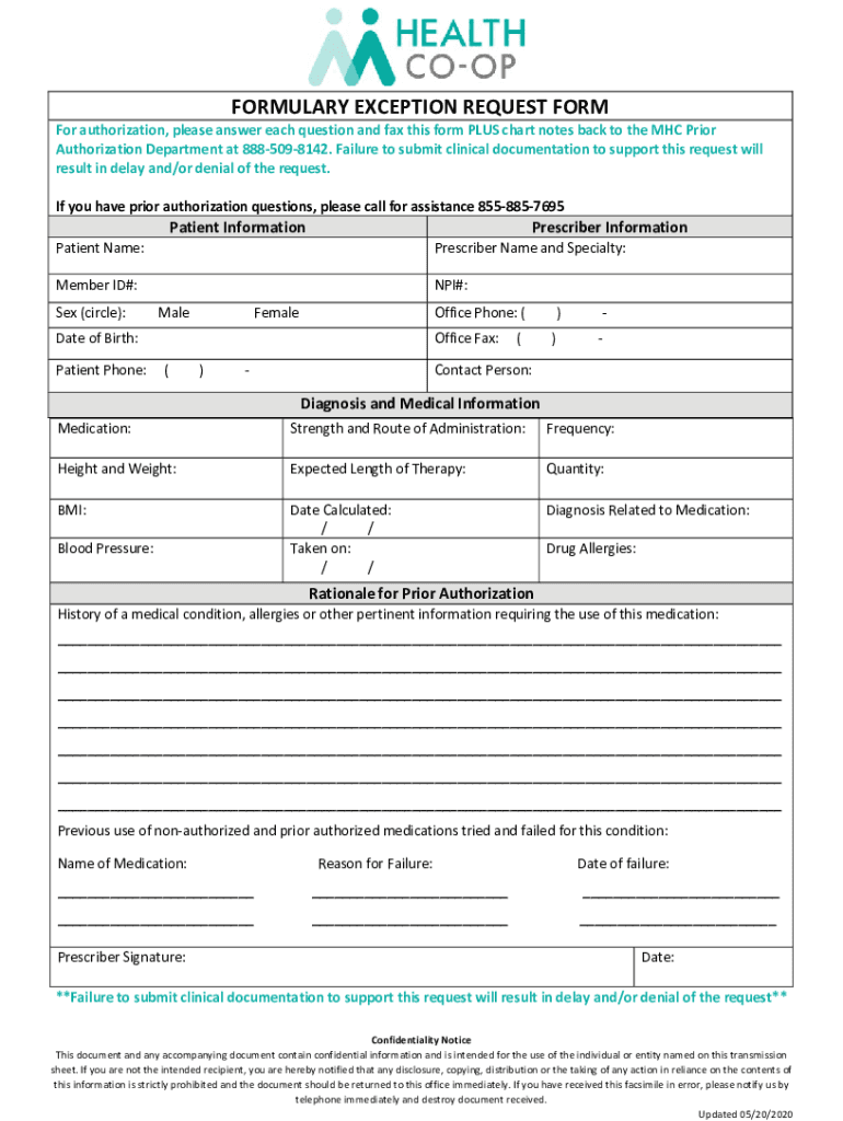 Fillable Online Formulary Exception Prior Authorization Form Fax Email