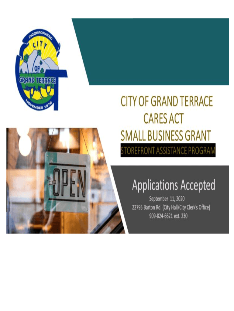 Fillable Online Grand Terrace Cares Act Small Business Grant City of