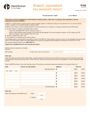 New Zealand Branch Equivalent Tax Account Return