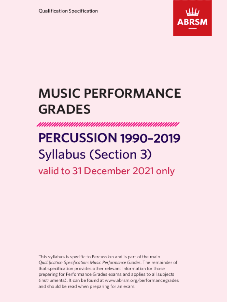 Fillable Online Percussion Syllabus Trinity College London Fax Email