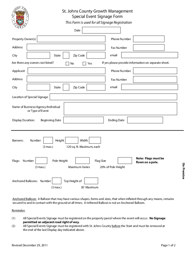 Fillable Online Co St johns Fl St Johns County Growth Management