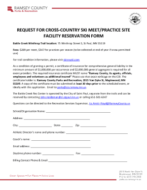 Cross-Country Ski Meet Practice Site Request Form