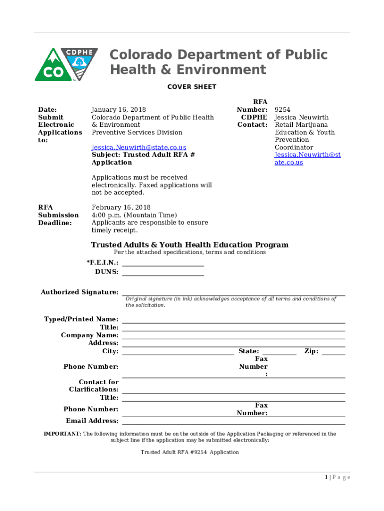 RFA Cover Sheet - colorado.gov Doc Template | pdfFiller