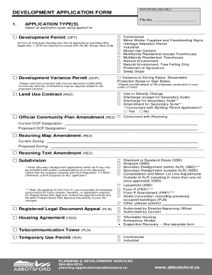 Fillable Online Development Application Form COA. Application Forms Fax ...
