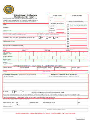 City of Desert Hot Springs Transportation Permit Appl 81707. City of Desert Hot Springs Transportation Permit Appl 81707