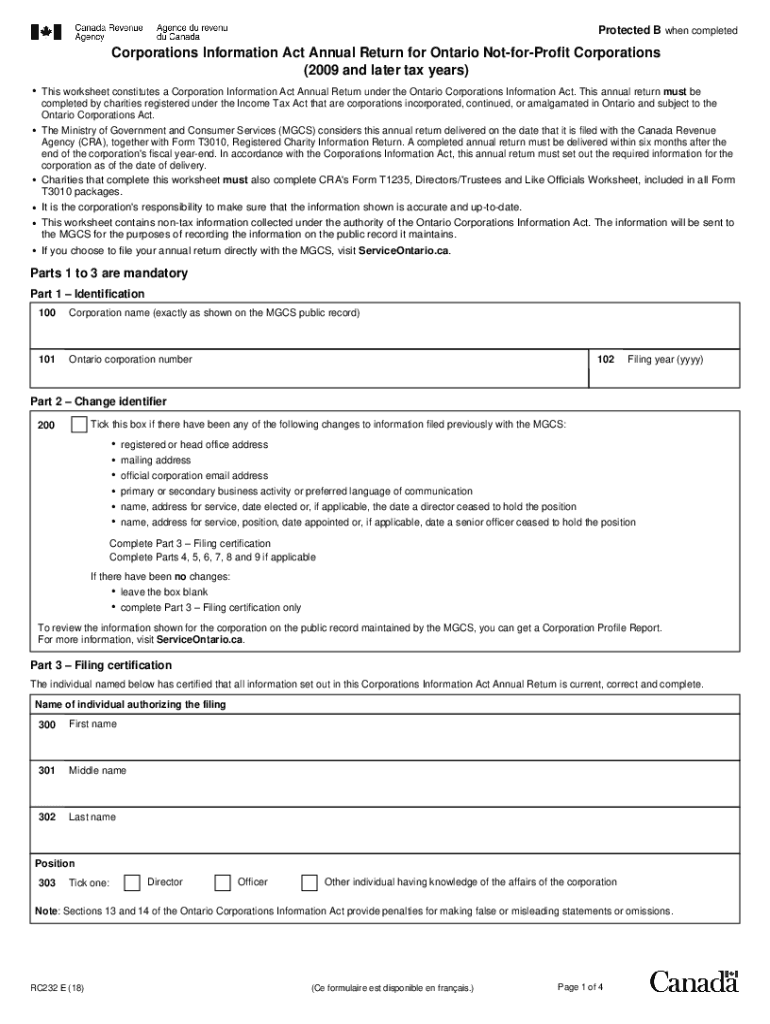 ontario annual return form Preview on Page 1