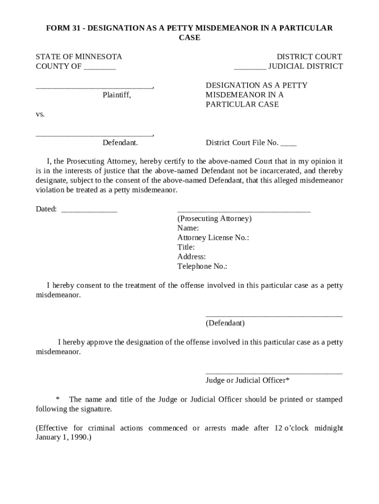 31 DESIGNATION AS A PETTY MISDEMEANOR IN A Doc Template PdfFiller