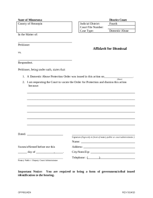 Affidavit for Dismissal Doc Template | pdfFiller