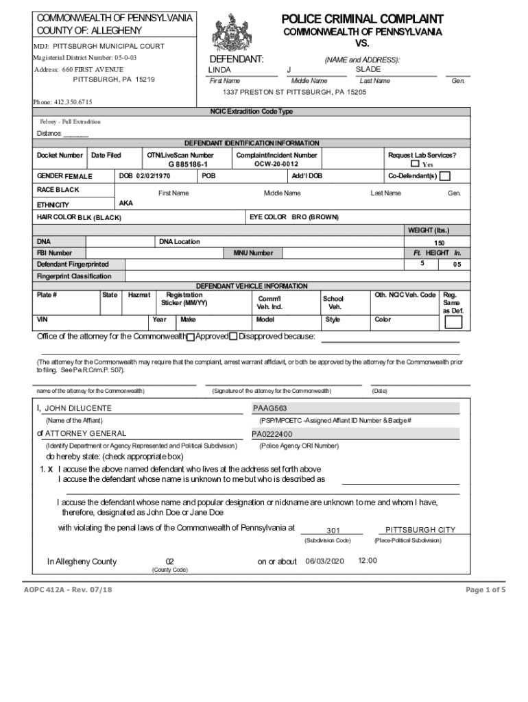 Fillable Online Allegheny County Sheriff's OfficeSheriff William P Fax Email Print pdfFiller