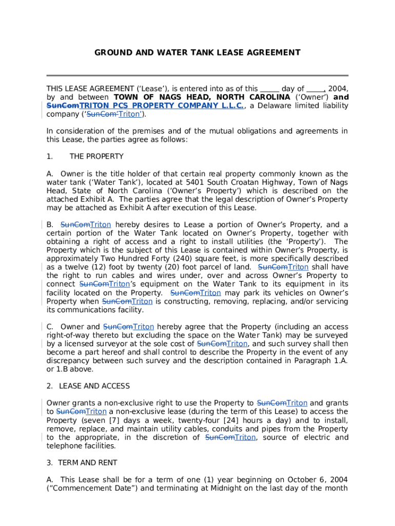 GROUND AND WATER TANK EASEMENT AGREEMENT Doc Template pdfFiller
