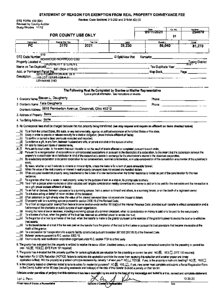 Fillable Online DTE FORM 100 (EX) STATEMENT OF REASON FOR EXEMPTION
