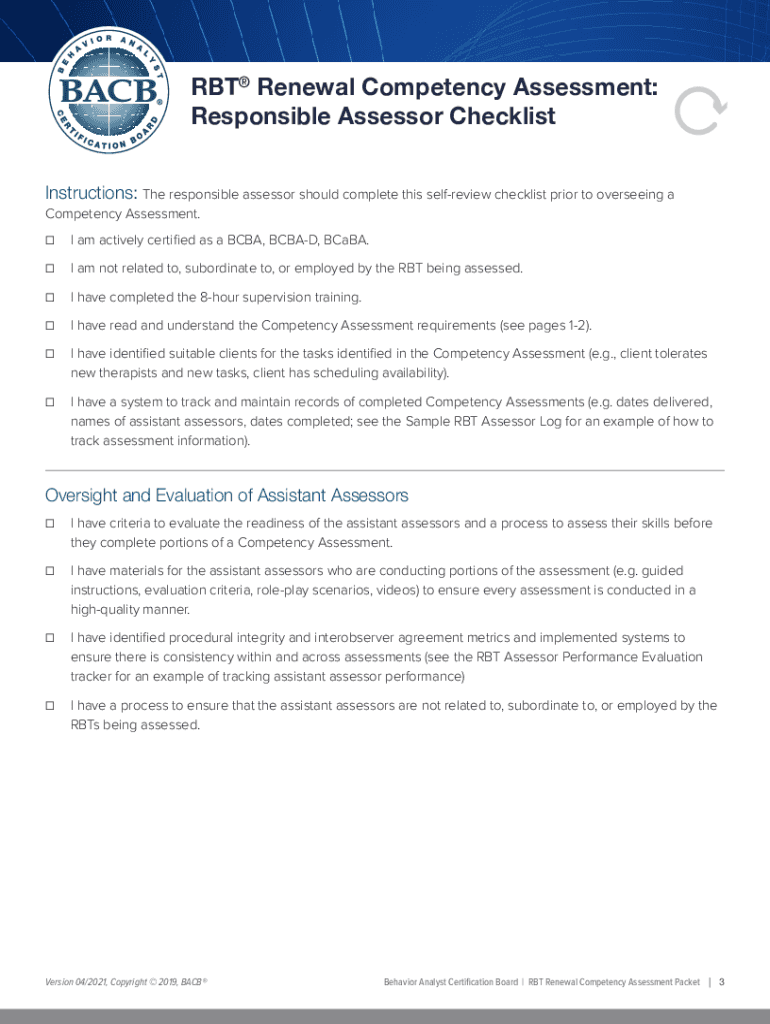 Rbt Renewal Competency Assessment - Fill Online, Printable Preview on Page 1