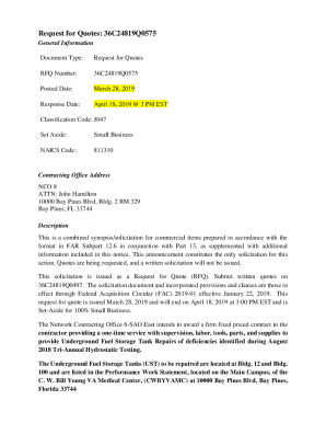 Request for Quotes: 36C24819Q0575