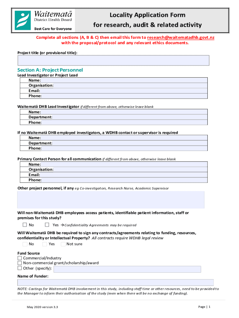 Fillable Online WDHB Locality Application Form Fax Email Print pdfFiller