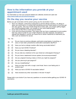 Consent form for COVID-19 vaccination. Vaccination Consent Form