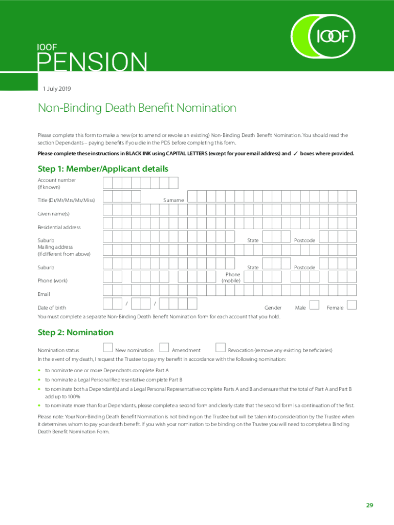 Fillable Online Your death benefit nomination form Isle of Man