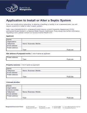 Application to Install or Alter a Septic System