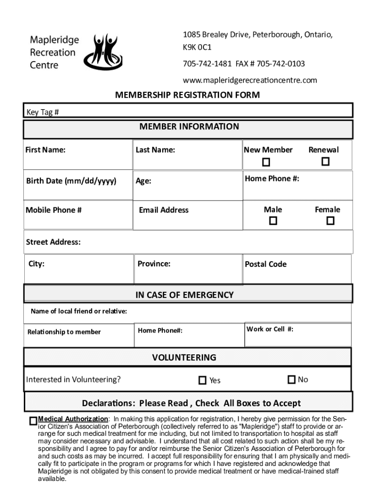 Fillable Online 1085 Brealey Drive, Peterborough, Ontario, Fax Email