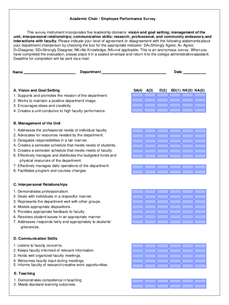 Fillable Online Department Chair Evaluation form.docx Fax Email Print