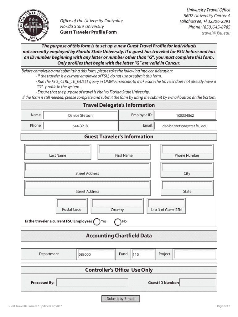 Fillable Online stat fsu Guest Traveler Profile Form (6).pdf Fax Email Print pdfFiller