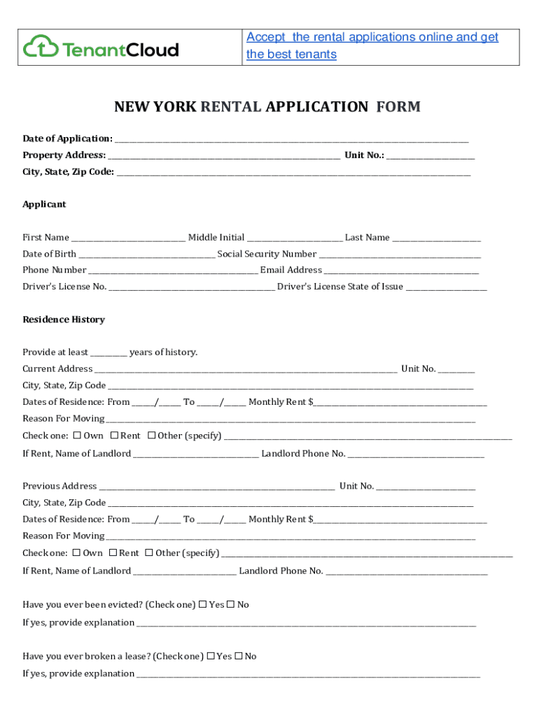 Fillable Online NEW YORK RENTAL APPLICATION FORM Fax Email Print