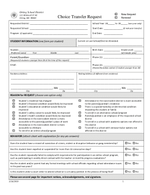 Washington Choice Transfer Request Form